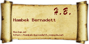 Hambek Bernadett névjegykártya